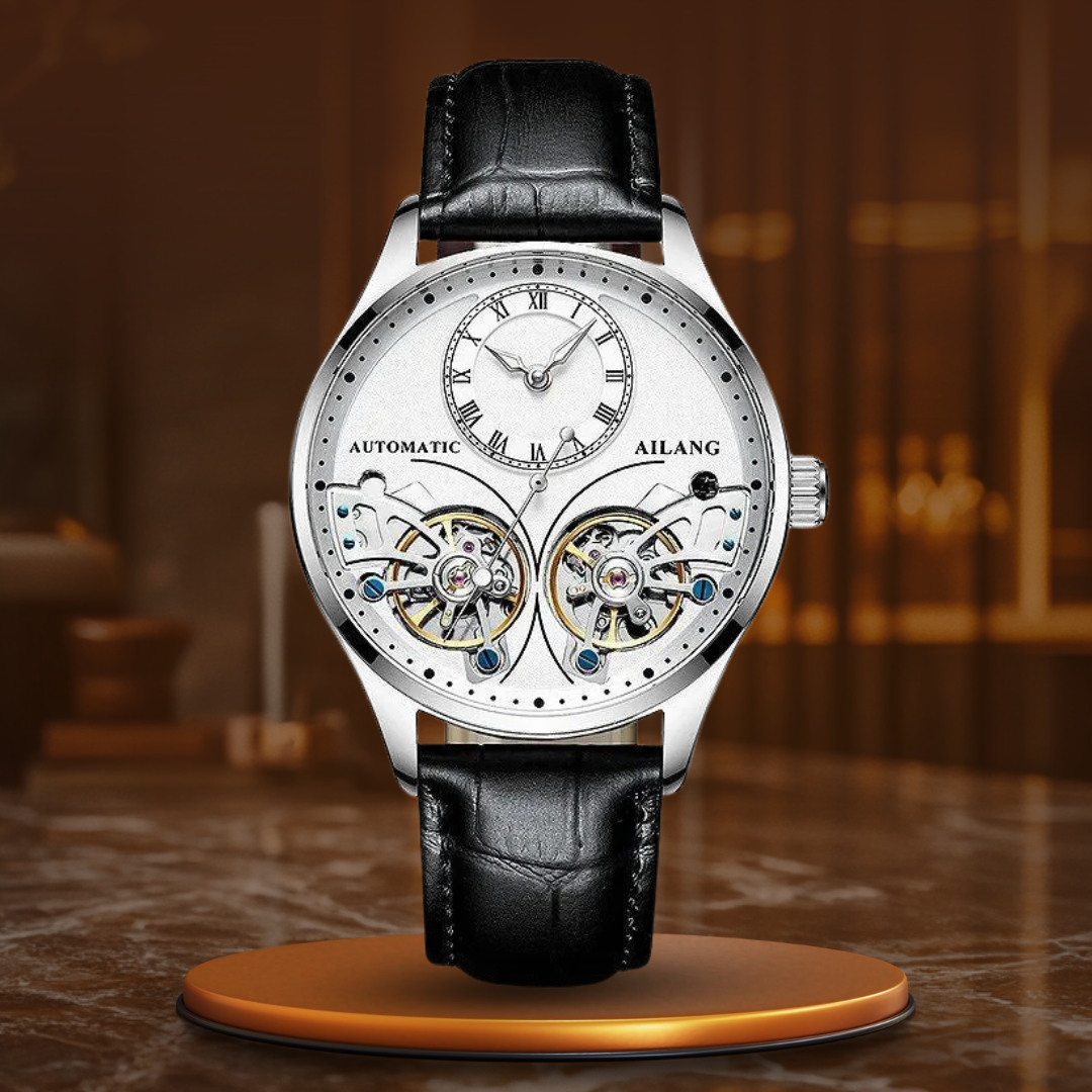 Joris | Dubbel Tourbillon mechanisch horloge met lichtgevende wijzers 23