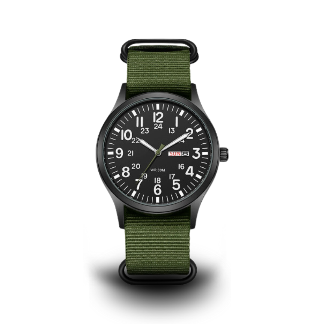 Joris | Duurzaam Veldhorloge met Stoffen Band en 24-Uursdisplay 0