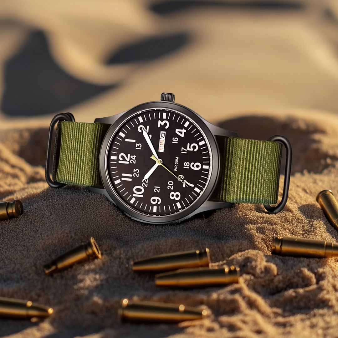 Joris | Duurzaam Veldhorloge met Stoffen Band en 24-Uursdisplay 6