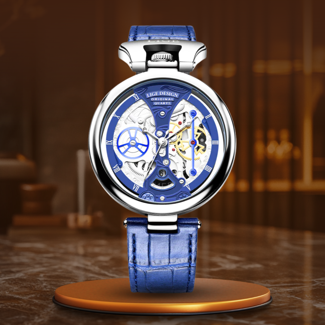 Joris | Hol Zakelijk Horloge met Leren Band en Skeletontwerp 0
