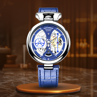 Joris | Hol Zakelijk Horloge met Leren Band en Skeletontwerp 0