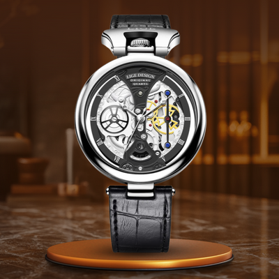 Joris | Hol Zakelijk Horloge met Leren Band en Skeletontwerp 11