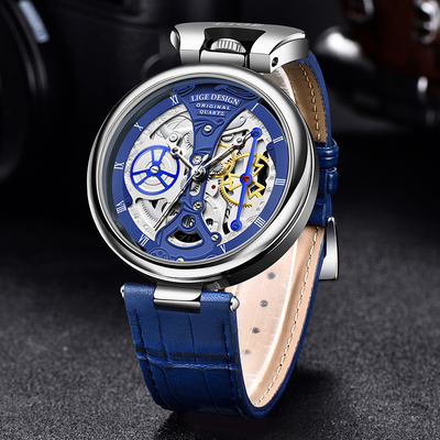 Joris | Hol Zakelijk Horloge met Leren Band en Skeletontwerp 3
