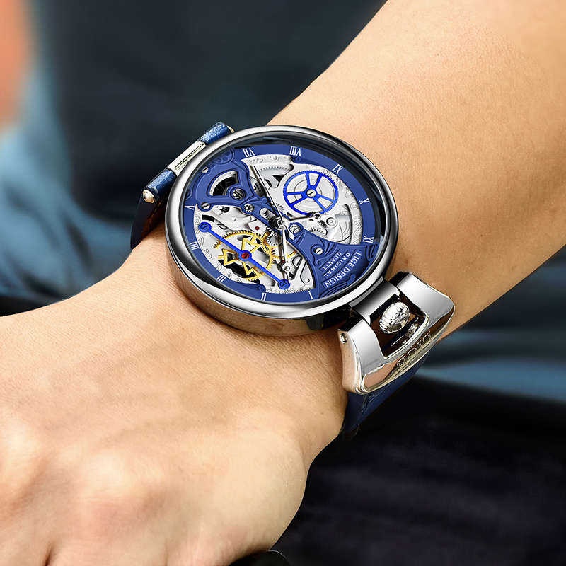 Joris | Hol Zakelijk Horloge met Leren Band en Skeletontwerp 4