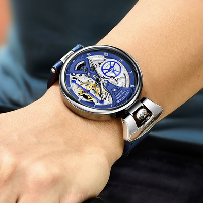 Joris | Hol Zakelijk Horloge met Leren Band en Skeletontwerp 4