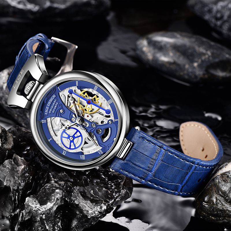 Joris | Hol Zakelijk Horloge met Leren Band en Skeletontwerp 5