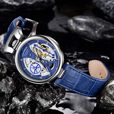 Joris | Hol Zakelijk Horloge met Leren Band en Skeletontwerp 5