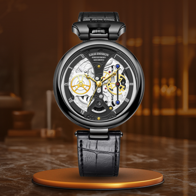 Joris | Hol Zakelijk Horloge met Leren Band en Skeletontwerp 9