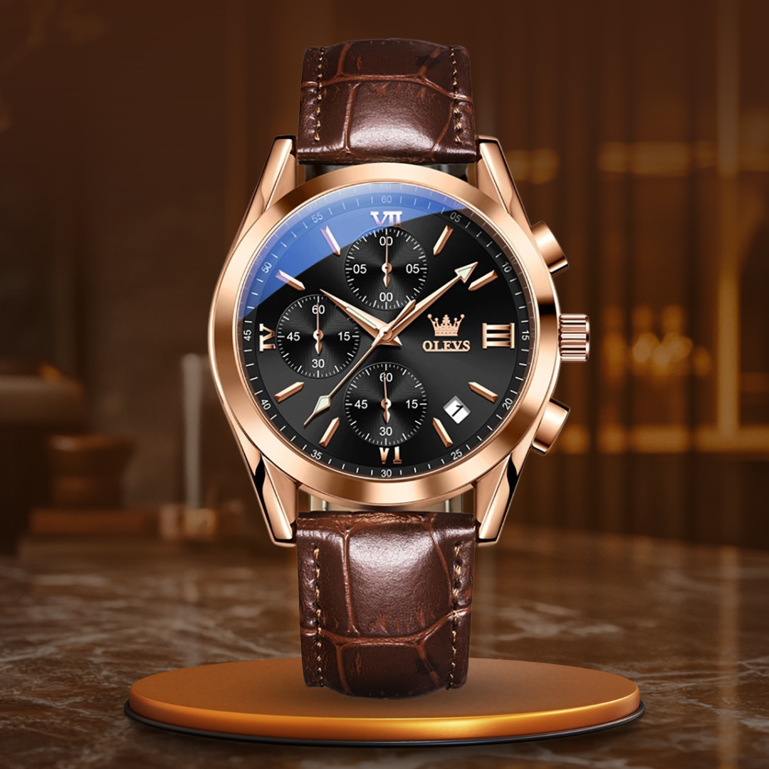 Joris | Lichtgevend Chronograafhorloge met Leren Band 10