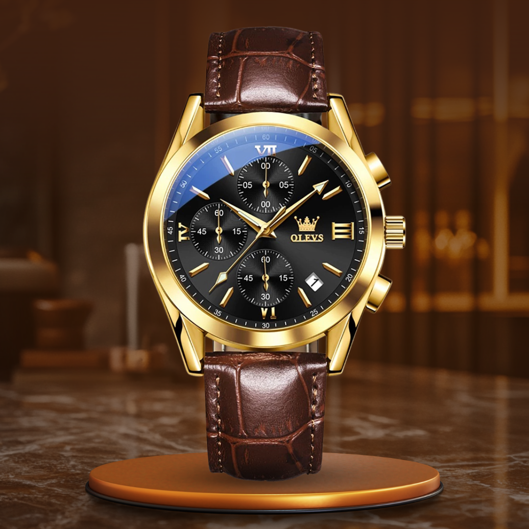 Joris | Lichtgevend Chronograafhorloge met Leren Band 13