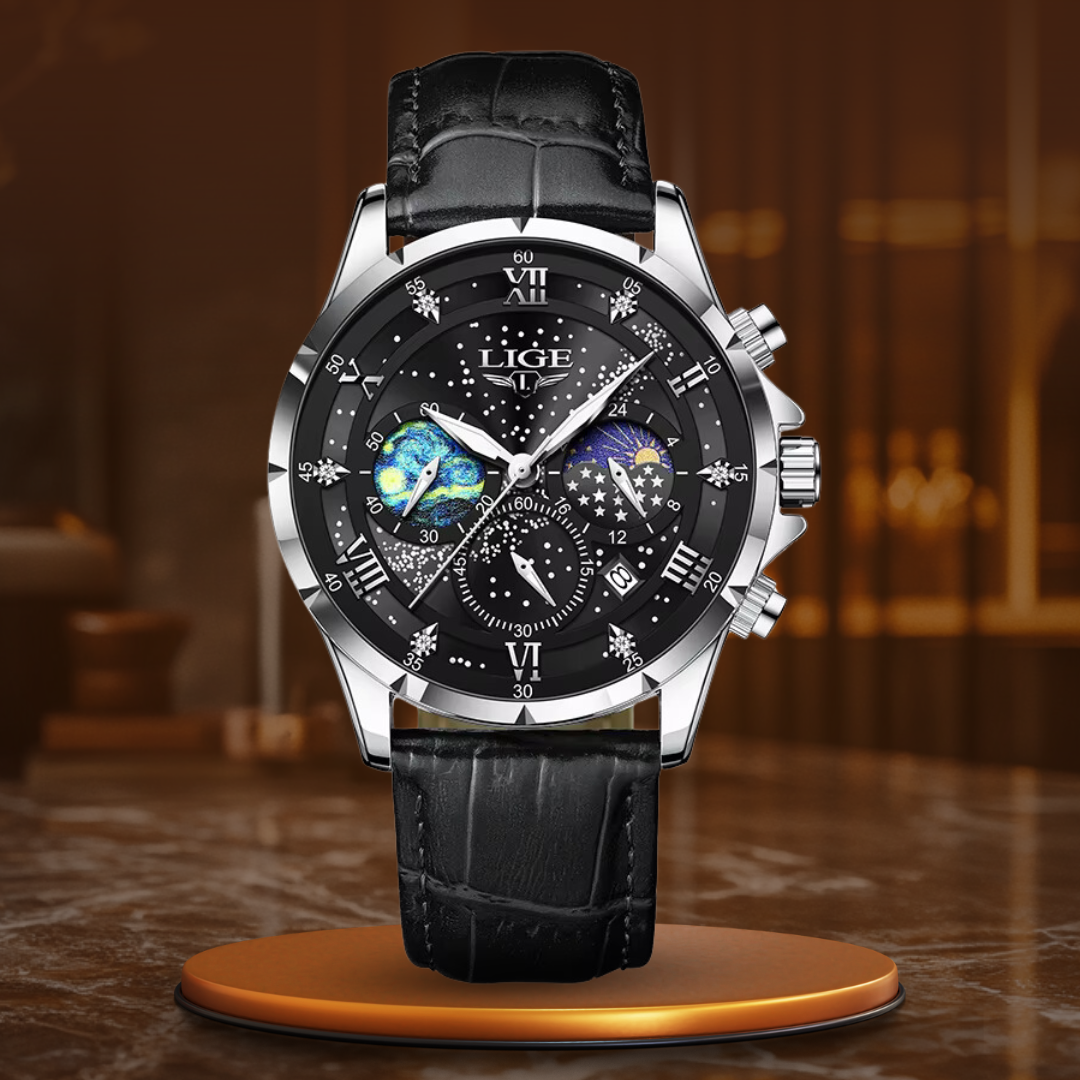 Joris | Maanfasehorloge met leren band en datumweergave 10