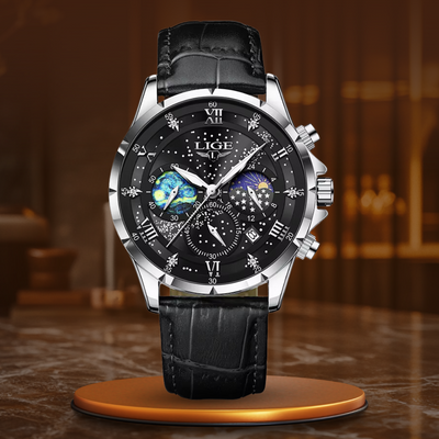 Joris | Maanfasehorloge met leren band en datumweergave 10