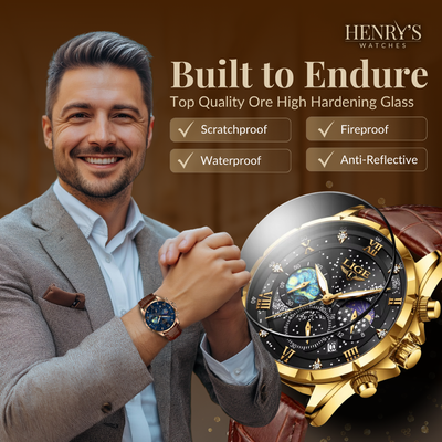 Joris | Maanfasehorloge met leren band en datumweergave 4