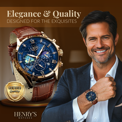 Joris | Maanfasehorloge met leren band en datumweergave 6