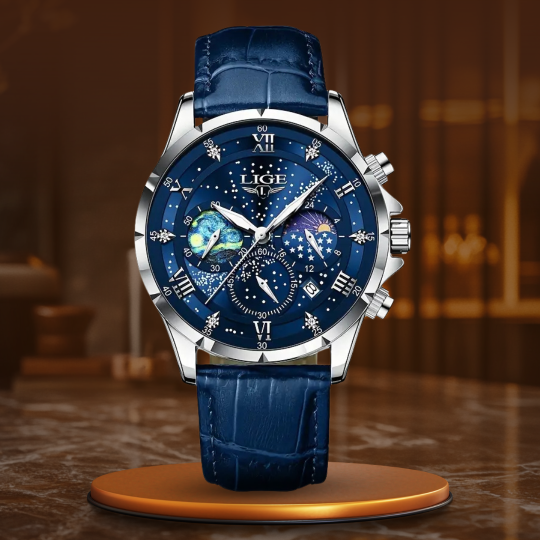 Joris | Maanfasehorloge met leren band en datumweergave 9