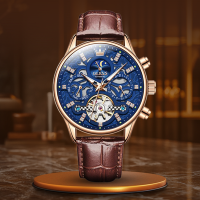 Joris | Mechanisch Automatisch Horloge met Leren Band 10