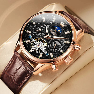 Joris | Mechanisch Automatisch Horloge met Leren Band 2
