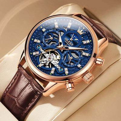 Joris | Mechanisch Automatisch Horloge met Leren Band 6