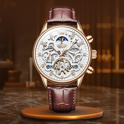 Joris | Mechanisch Automatisch Horloge met Leren Band 9