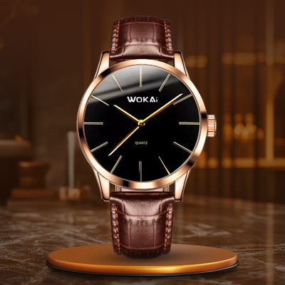 Joris | Roségouden Casual Quartzhorloge Met Leren Band 1
