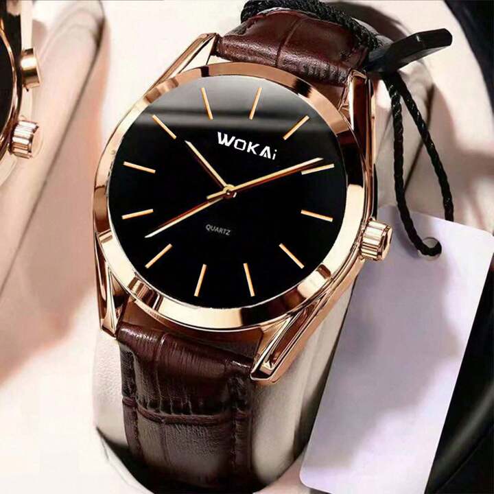 Joris | Roségouden Casual Quartzhorloge Met Leren Band 2