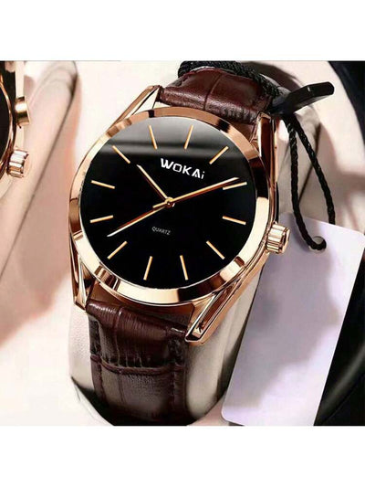 Joris | Roségouden Casual Quartzhorloge Met Leren Band 6