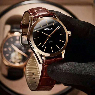 Joris | Roségouden Casual Quartzhorloge Met Leren Band 8