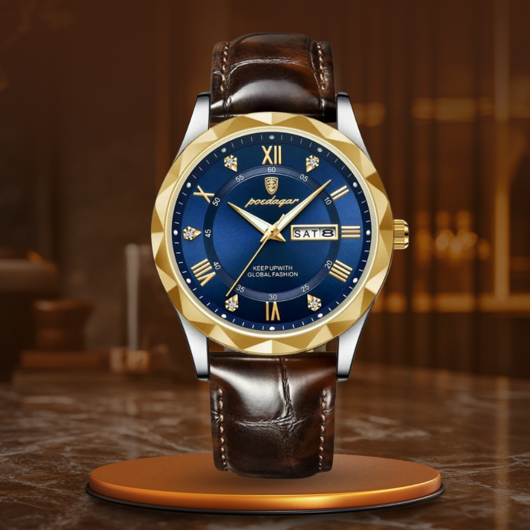 Luca | Quartzhorloge met leren band en lichtgevend display 12
