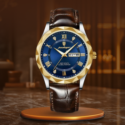 Luca | Quartzhorloge met leren band en lichtgevend display 12