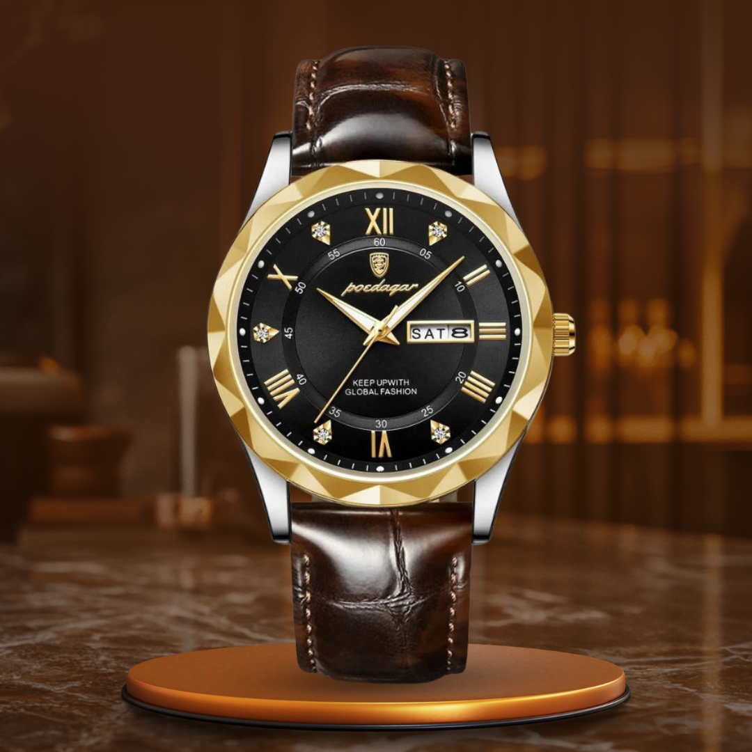 Luca | Quartzhorloge met leren band en lichtgevend display 1