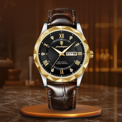 Luca | Quartzhorloge met leren band en lichtgevend display 1