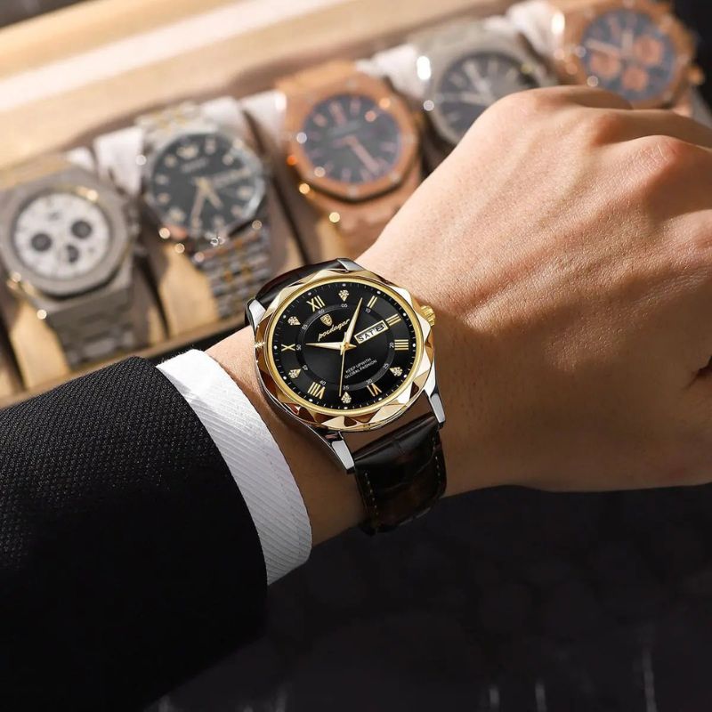 Luca | Quartzhorloge met leren band en lichtgevend display 4