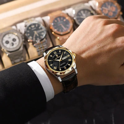 Luca | Quartzhorloge met leren band en lichtgevend display 4