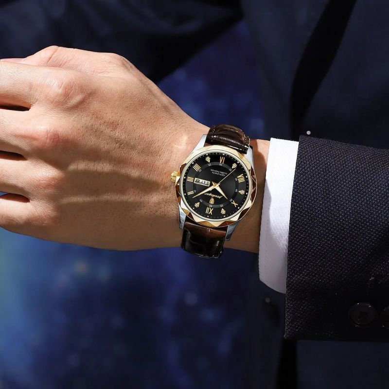 Luca | Quartzhorloge met leren band en lichtgevend display 5