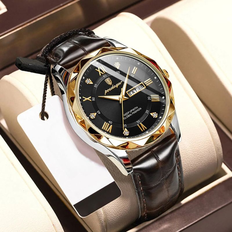 Luca | Quartzhorloge met leren band en lichtgevend display 6