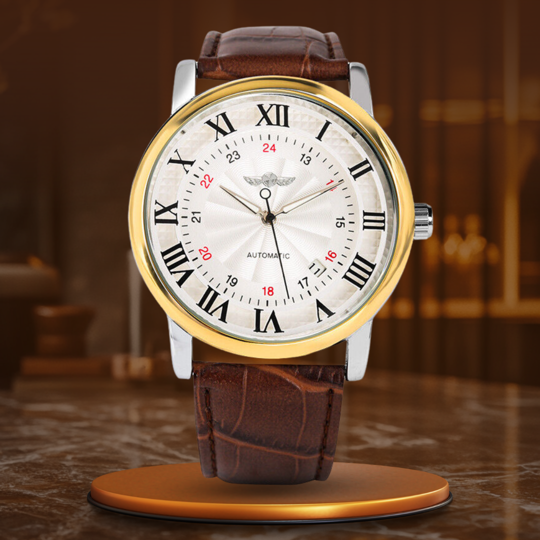 Thomas | Automatisch Horloge met Leren Band en Kalenderfunctie 1